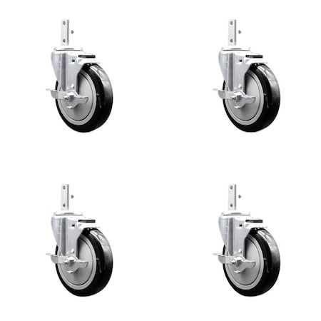Service Caster Assure Parts 190PUBPRC4P Replacement Caster Set with Brakes, 4PK ASS-SCC-SQ20S514-PPUB-BLK-TLB-34-4